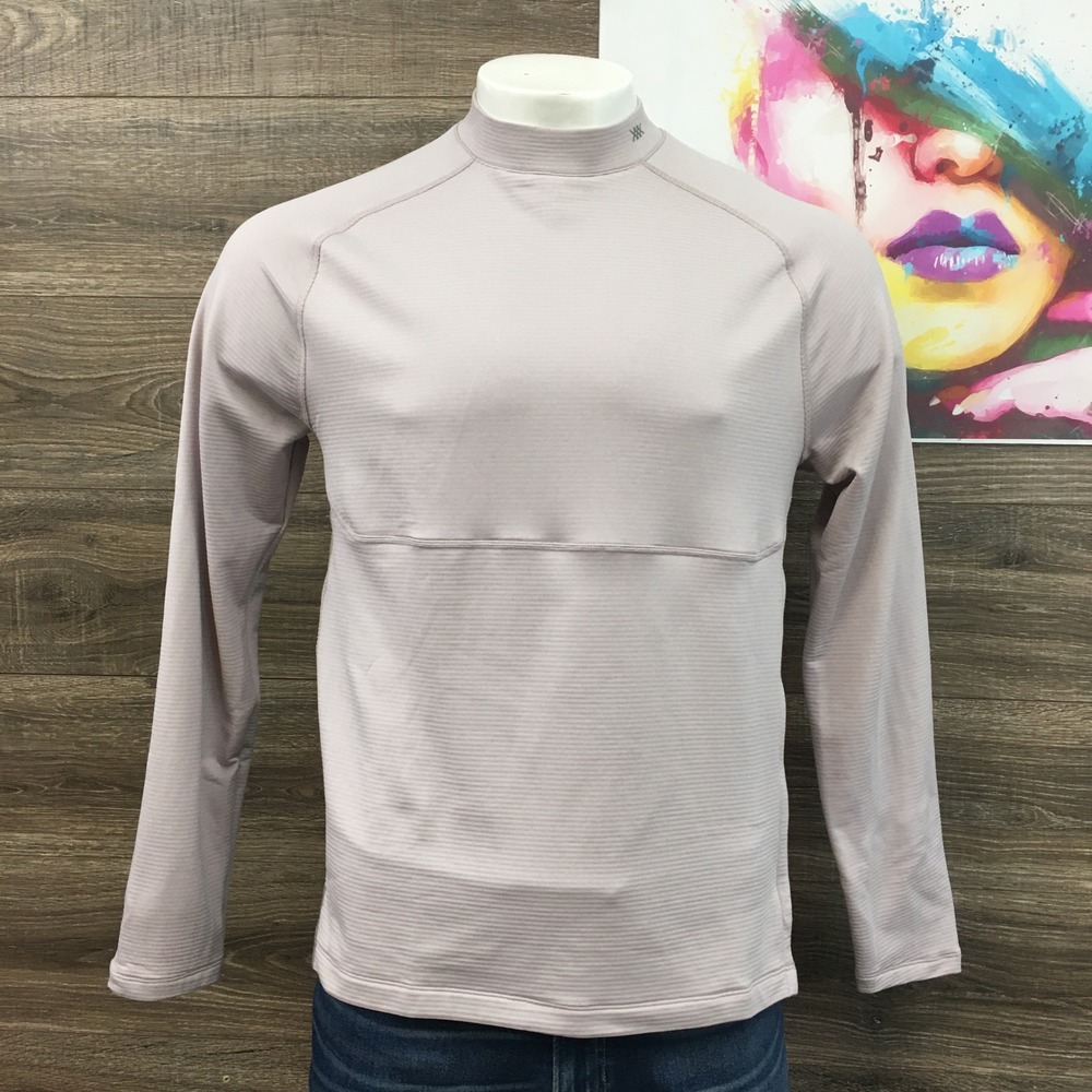 Rhone Mens size M Extra Mile Fleece Pullover in Cloud Grey mock neck shirt top‎